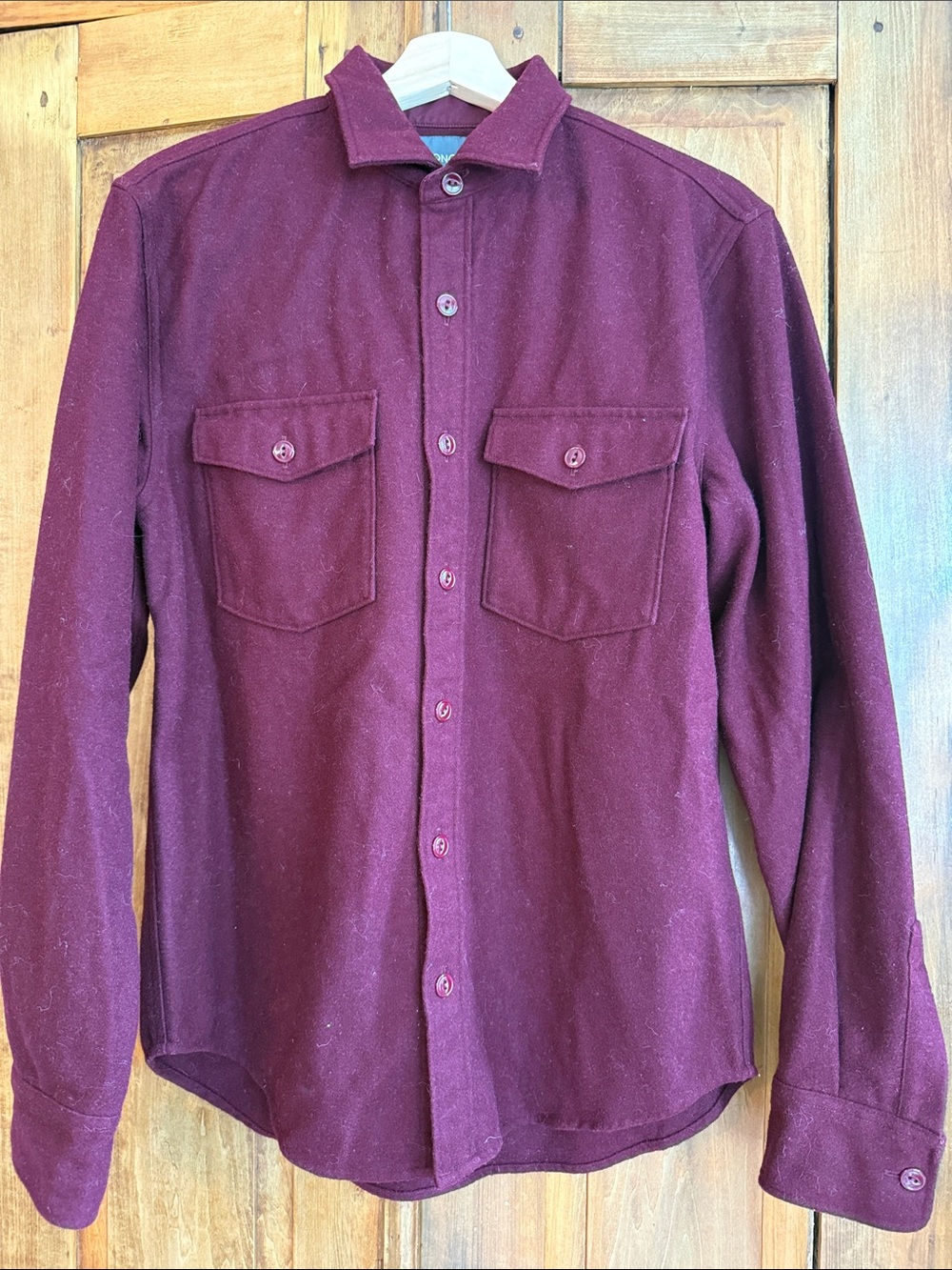 Bonobos Men's M Wool Blend Burgundy Long-Sleeve Button-Down Shirt Outdoor